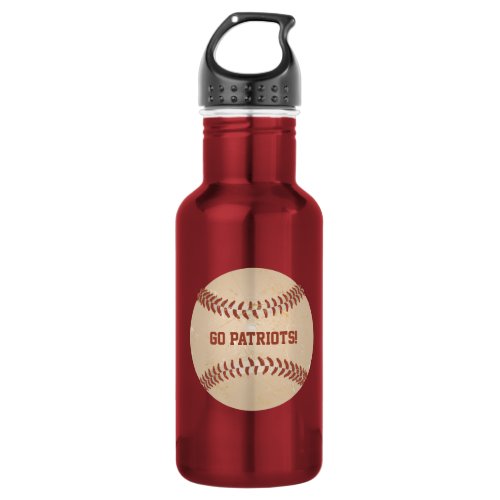 Custom Message Distressed Baseball Stainless Steel Water Bottle