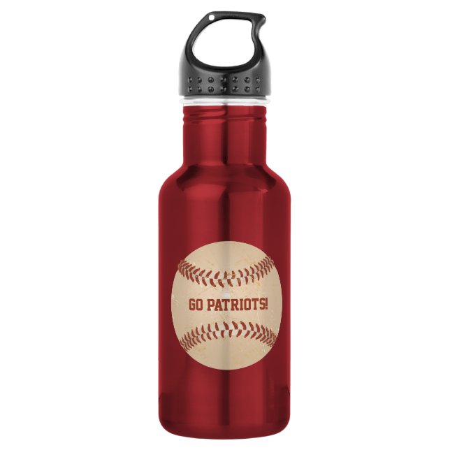 Custom Message Distressed Baseball Stainless Steel Water Bottle (Front)
