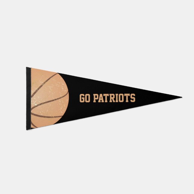 Custom Message Distressed Basketball Pennant Flag (Front)