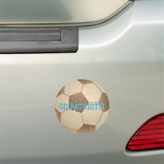 Custom Message Distressed Soccer Ball (Football) Car Magnet (In Situ)