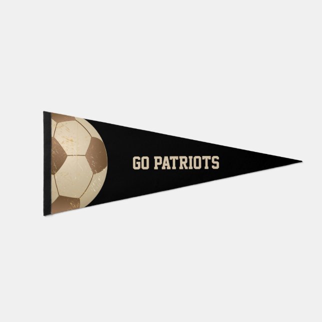 Custom Message Distressed Soccer Ball (Football) Pennant Flag (Front)