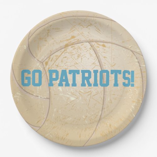 Custom Message Distressed Volleyball Paper Plates