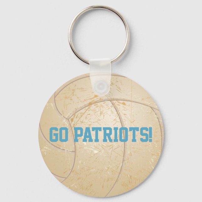 Custom Message Distressed Volleyballl Keychain (Front)