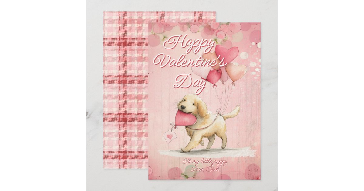Custom Message Dog Animal Valentines Day Holiday Card | Zazzle