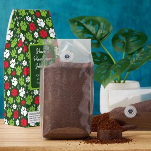 Custom Message Dog Paw Print Christmas Roasted Coffee