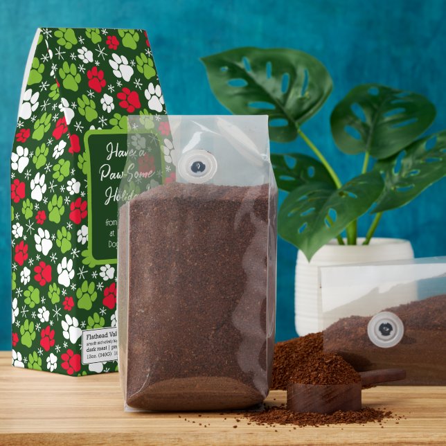 Custom Message Dog Paw Print Christmas Roasted Coffee (Ground)
