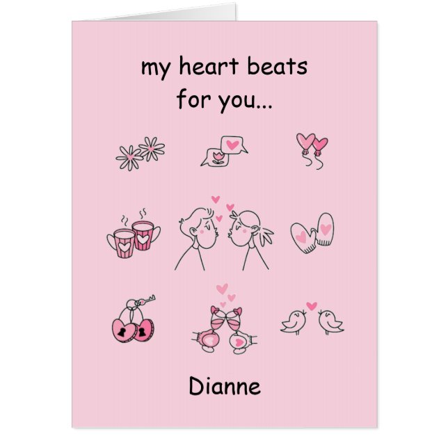 Custom Message Doodle Valentine's Day Personalized Card (Front)
