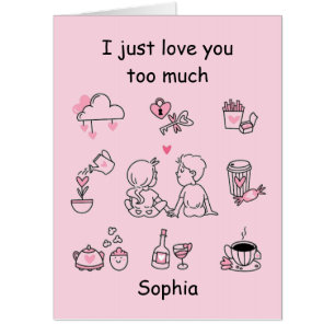 Custom Message Doodle Valentine's Day Personalized Card