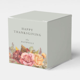 Custom Message Fall Floral Border Thanksgiving Favor Boxes