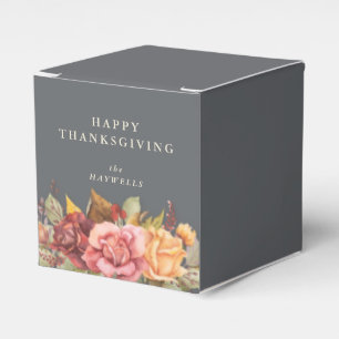 Custom Message Fall Floral Border Thanksgiving Favor Boxes