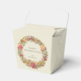 Custom Message Floral Wreath Thanksgiving Favor Boxes