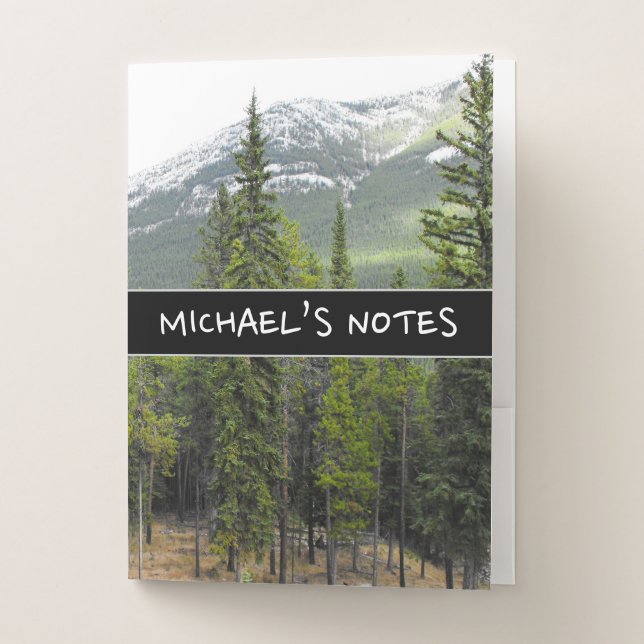 Custom Message + Forest and Mountain Scene Pocket Folder (Front)