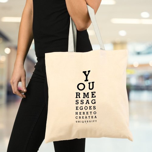 Custom Message Fun Eye Sight Test Optician Chart Tote Bag