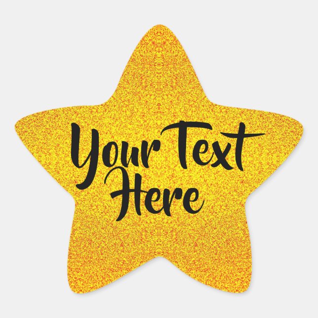 Custom Message Gold Award Star | Glitter Texture Sticker (Front)