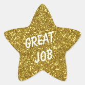 Great Job Gold Star Faux Glitter Star Sticker, Zazzle