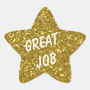 Custom Message Gold Star with Gold Glitter Texture Sticker