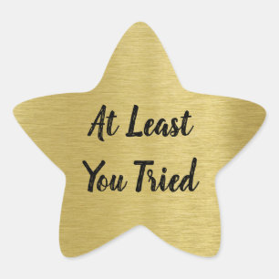 Custom Message Gold Star with Gold Glitter Texture Sticker