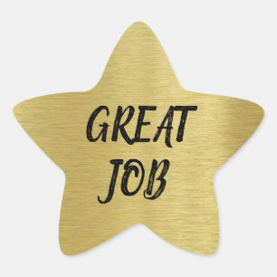 Custom Message Gold Star with Gold Glitter Texture Sticker