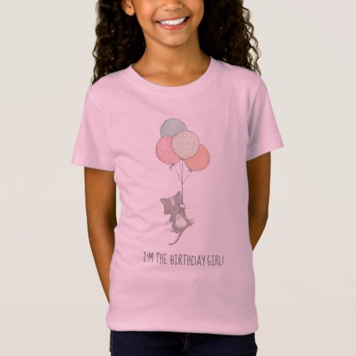 Custom Message Gray Cat with Balloons T_Shirt