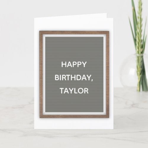 Custom Message Gray Felt Letterboard Marquee Sign Card