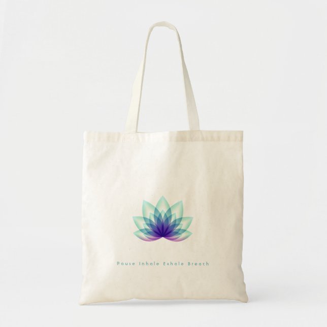 Custom Message Green Blue Lotus Flower  Tote Bag (Front)