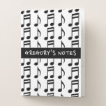 [ Thumbnail: Custom Message + Grid of Musical Notes Pocket Folder ]