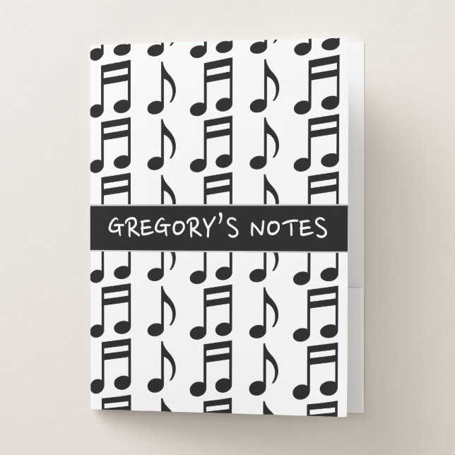 Custom Message + Grid of Musical Notes Pocket Folder (Front)