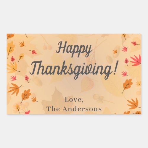 CUSTOM Message Happy Thanksgiving Autumn Rectangular Sticker
