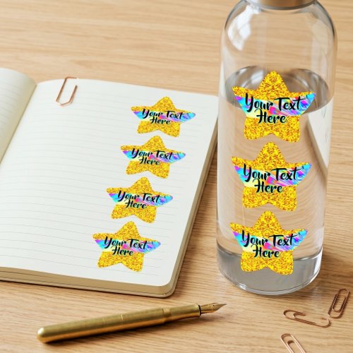 Custom message Holographic Gold Star Award Sticker