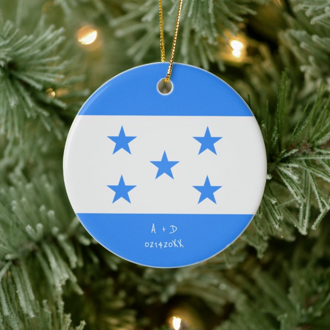 Custom Message Honduras Flag Ceramic Ornament (Tree)