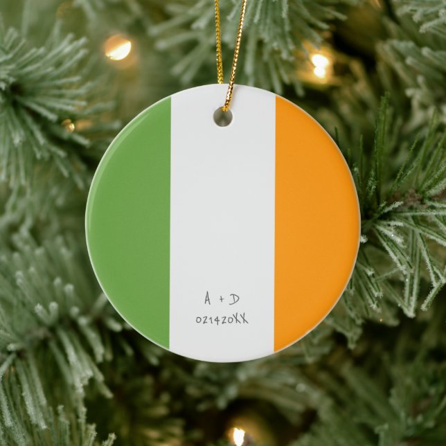 Custom Message Ireland Flag Ceramic Ornament (Tree)