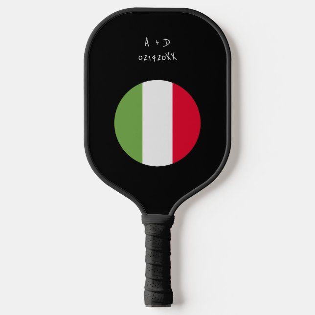 Custom Message Italy Flag Pickleball Paddle (Front)