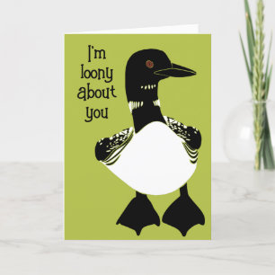 Custom Message Loon Loony About You Anniversary Letterpress Thank You Card
