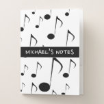 [ Thumbnail: Custom Message + Many Musical Notes Pattern Pocket Folder ]