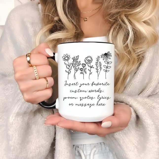 Custom Message Mug Gift for Mom, Grandma, Teacher (Personalized Floral Message Coffee Mug – Christmas, Birthday & Mother’s Day Gift for Loved Ones)