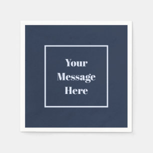 Custom Message Navy and Light Blue Party Napkins