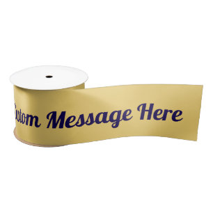 Custom Message Navy on Yellow Satin Ribbon