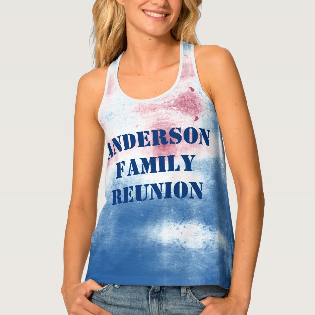 Custom Message Patriotic Tie Dye Red White Blue Tank Top (Front)