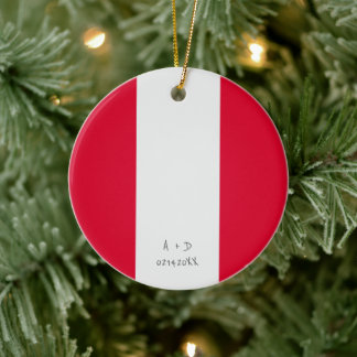 Custom Message Peru Flag Ceramic Ornament