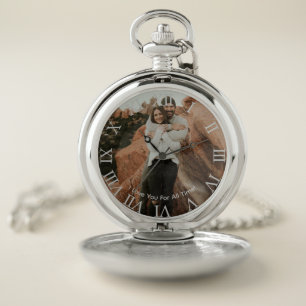 Custom Message & Photo I Love You For All Time! Pocket Watch