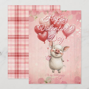 Custom Message Pig Animal Valentines Day Holiday Card