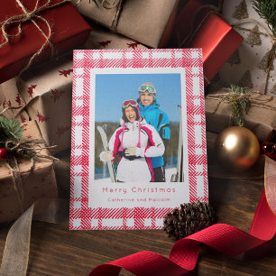 Custom Message Plaid Background Holiday Letterpress Photo Cards