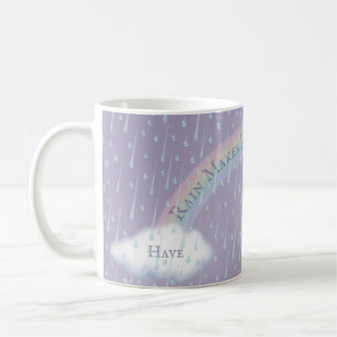 Custom Message Rainbow Arch & Fluffy White Clouds Coffee Mug