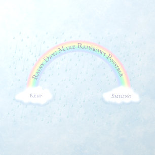 Custom Message Rainbow Arch & Fluffy White Clouds Wall Decal