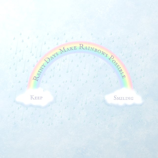 Custom Message Rainbow Arch & Fluffy White Clouds Wall Decal (Insitu 1)