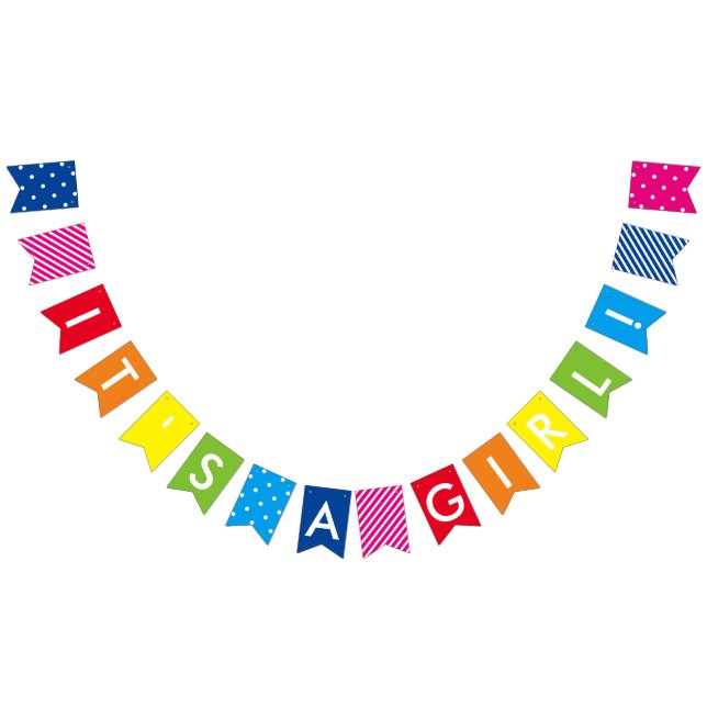 Custom Message Rainbow It's A Girl Banner (All)