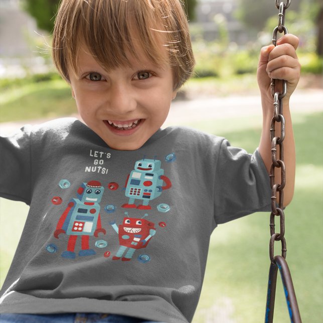 Custom Message Retro Robots and Hex Nuts Graphic T-Shirt (Creator Uploaded)