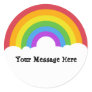 Custom Message Round Rainbow and Clouds Classic Round Sticker
