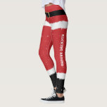 Custom Message Santa Costume Cute Fun Christmas Le Leggings<br><div class="desc">These cute Christmas leggings are the perfect Santa costume for Christmas morning or holiday parties. Be the coolest holiday Mrs Claus in this fun and modern design with snow flurries,  your own custom holiday greeting and a fake gold belt buckle!</div>
