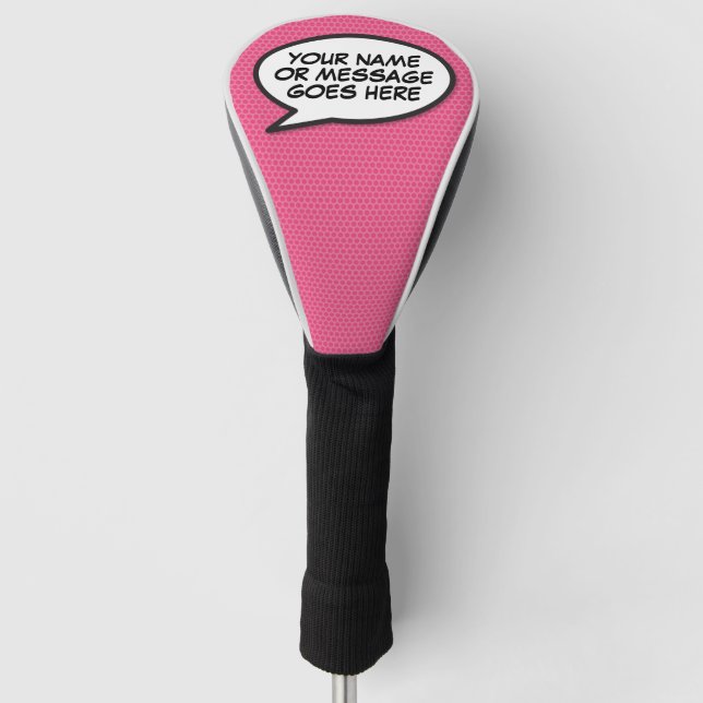 Custom Message Speech Bubble Fun Comic Book Golf Head Cover (Front)